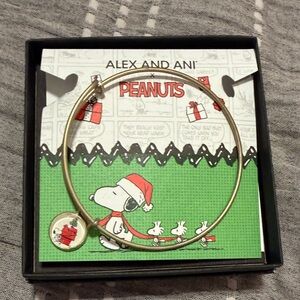 Alex and Ani Gold Bangle with Snoopy Charm